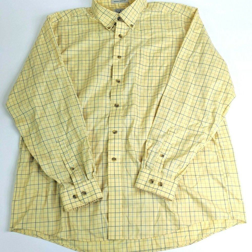 L.L Bean XL Long Sleeve Yellow Plaid Button Down X